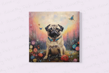 Load image into Gallery viewer, Enchanted Pug Paradise Wall Art Poster-Art-Dog Art, Home Decor, Poster, Pug-Framed Light Canvas-Small - 8x8&quot;-2