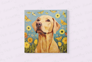 Sunshine Companion Yellow Labrador Wall Art Poster-Art-Dog Art, Home Decor, Labrador, Poster-Framed Light Canvas-Small - 8x8"-2
