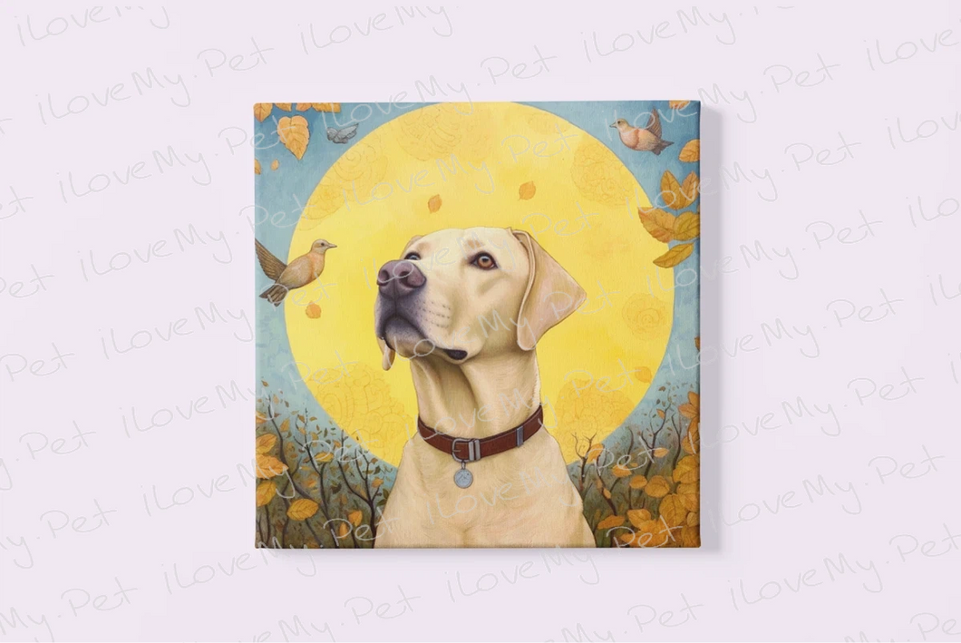 Sunny Disposition Yellow Labrador Wall Art Poster-Art-Dog Art, Home Decor, Labrador, Poster-Framed Light Canvas-Small - 8x8