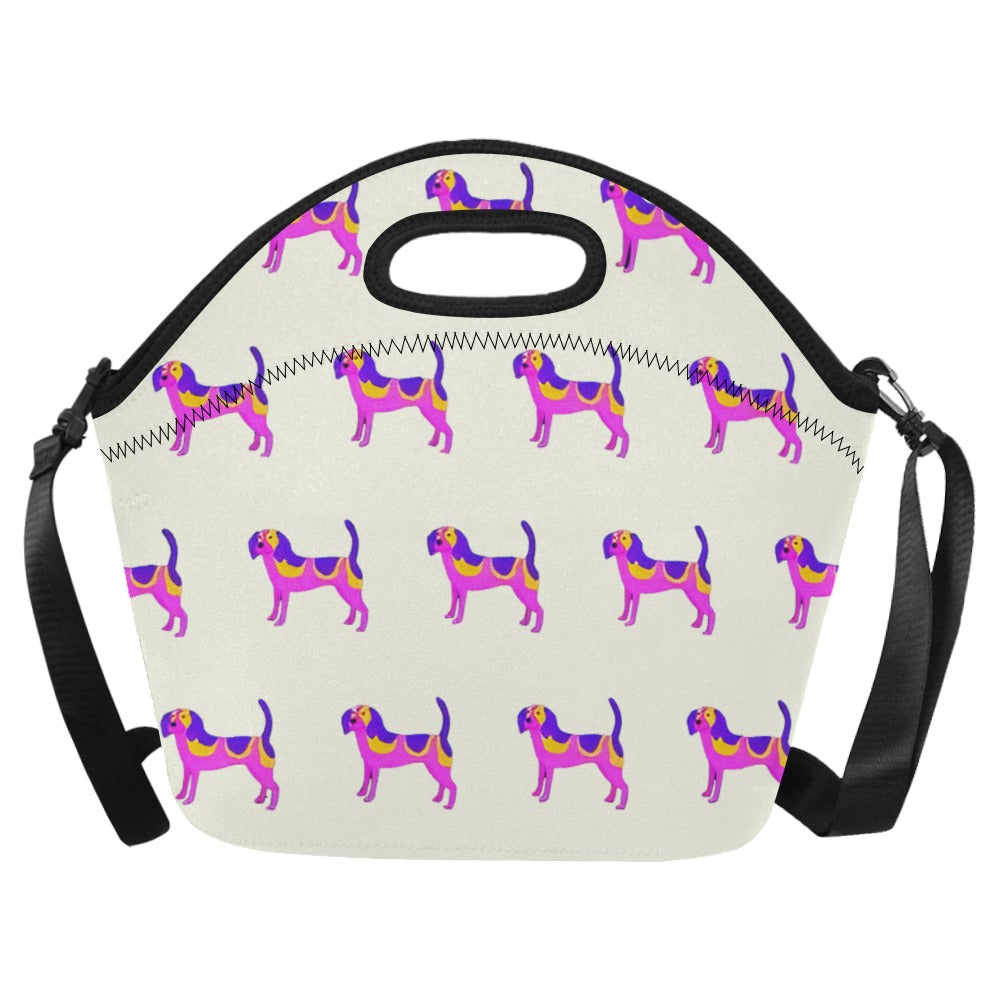 Vibrant Beagle Silhouette Neoprene Lunch Bag-Accessories-Accessories,Bags,Beagle,Lunch Bags-Ivory Cream-2