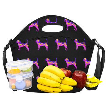 Vibrant Beagle Silhouette Neoprene Lunch Bag 360x