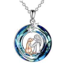 Load image into Gallery viewer, Vibrant Blue Silver Plated Labrador Necklaces-Dog Themed Jewellery-Jewellery, Labrador, Necklace, Pendant-Circle Shaped-8