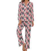 Vibrant Boston Terriers & Pink Roses Pajamas Set for Women-Pajamas-Apparel, Boston Terrier, Pajamas-4