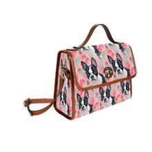 Load image into Gallery viewer, Vibrant Boston Terriers &amp; Pink Roses Shoulder Bag Purse-Accessories-Bags, Boston Terrier, Purse-Black-ONE SIZE-3