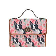 Load image into Gallery viewer, Vibrant Boston Terriers &amp; Pink Roses Shoulder Bag Purse-Accessories-Bags, Boston Terrier, Purse-One Size-6