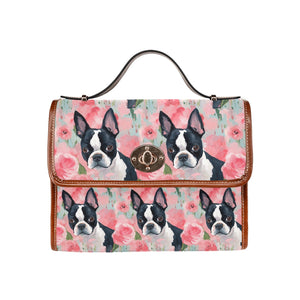 Vibrant Boston Terriers & Pink Roses Shoulder Bag Purse-Accessories-Bags, Boston Terrier, Purse-One Size-6