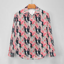 Load image into Gallery viewer, Vibrant Boston Terriers &amp; Pink Roses Women&#39;s Shirt-4