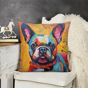 Vibrant French Bulldog Tapestry Plush Pillow Case-Cushion Cover-Dog Dad Gifts, Dog Mom Gifts, French Bulldog, Home Decor, Pillows-3
