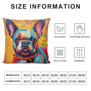 Vibrant French Bulldog Tapestry Plush Pillow Case-Cushion Cover-Dog Dad Gifts, Dog Mom Gifts, French Bulldog, Home Decor, Pillows-6