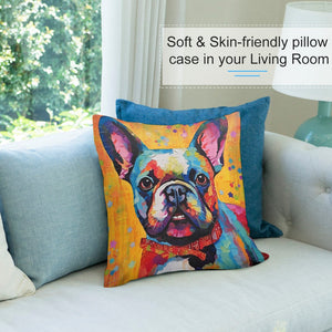 Vibrant French Bulldog Tapestry Plush Pillow Case-Cushion Cover-Dog Dad Gifts, Dog Mom Gifts, French Bulldog, Home Decor, Pillows-7