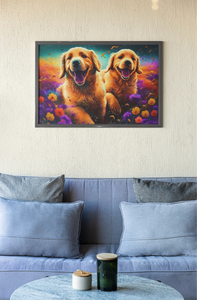 Vibrant Harmony Golden Retrievers Wall Art Poster-Art-Dog Art, Golden Retriever, Home Decor, Poster-5