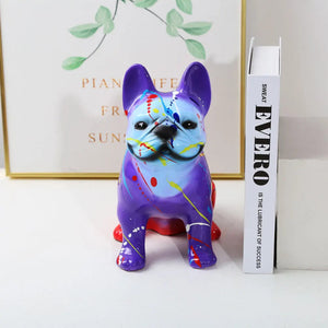 Vibrant Hues Sitting French Bulldog Statue-FS880-4