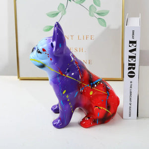 Vibrant Hues Sitting French Bulldog Statue-FS880-5