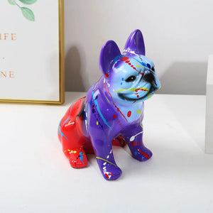 Vibrant Hues Sitting French Bulldog Statue-FS880-6