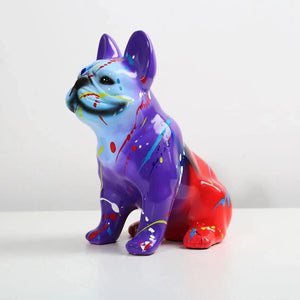 Vibrant Hues Sitting French Bulldog Statue-FS880-8