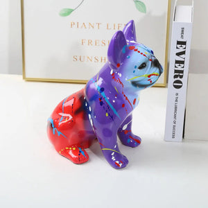 Vibrant Hues Sitting French Bulldog Statue-FS880-9