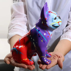 Vibrant Hues Sitting French Bulldog Statue-FS880-1