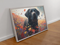 Vibrant Meadow Black Labrador Wall Art Poster-Art-Black Labrador, Dog Art, Home Decor, Labrador, Poster-3