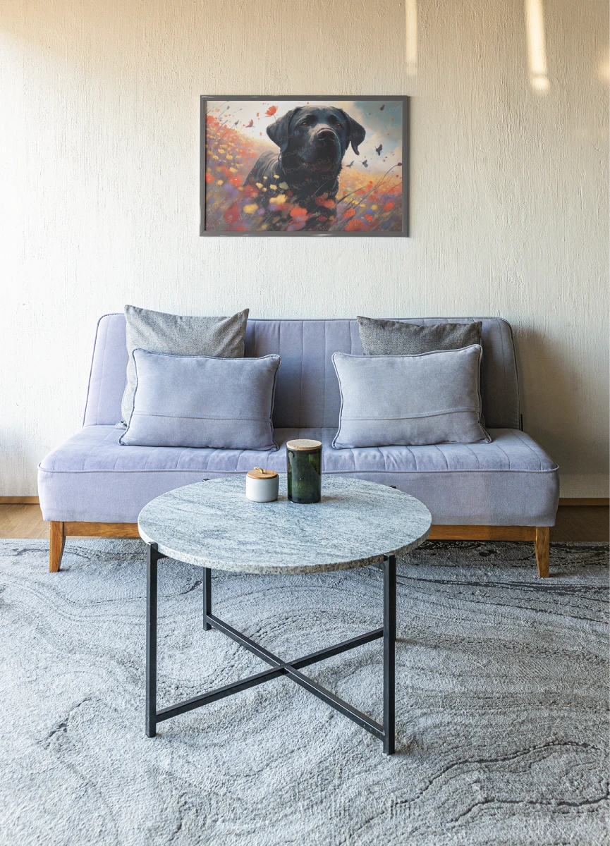 Vibrant Meadow Black Labrador Wall Art Poster-Art-Black Labrador, Dog Art, Home Decor, Labrador, Poster-5
