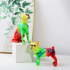 Vibrant Splash Neon Boxer Dog Statue-FS893-14