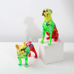 Vibrant Splash Neon Boxer Dog Statue-FS893-15