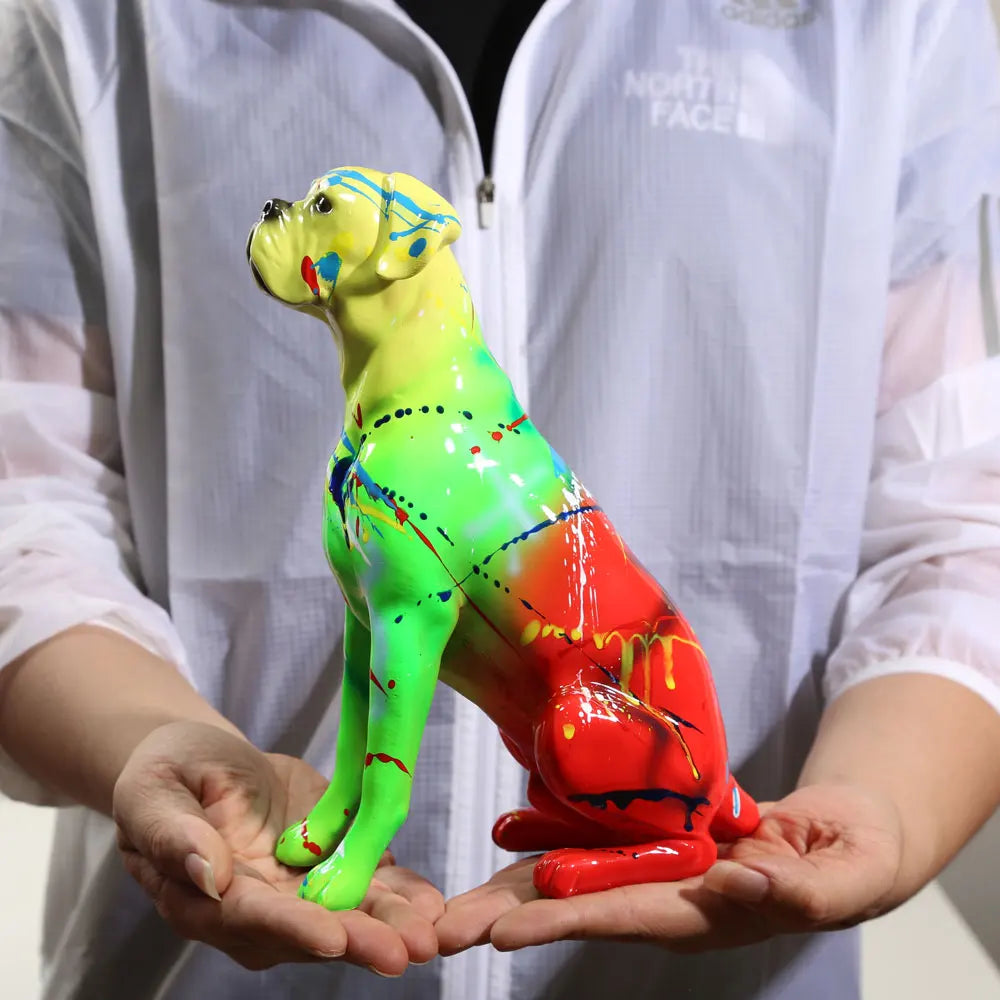 Vibrant Splash Neon Boxer Dog Statue Fs893 2