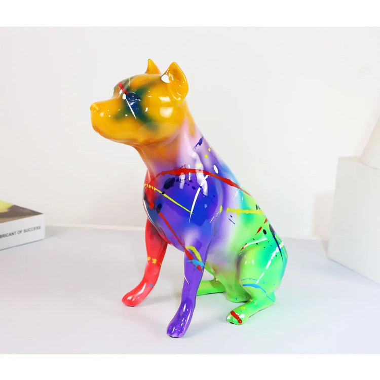 Vibrant Splash Neon Pit Bull Statue Fs871 2 750x