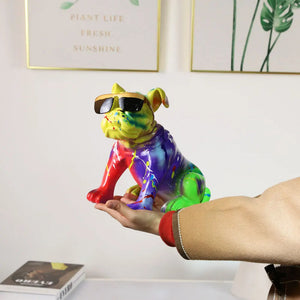 Vibrant Splash Sunglasses English Bulldog Statue-Home Decor-Dog Dad Gifts, Dog Mom Gifts, English Bulldog, Home Decor, Statue-2