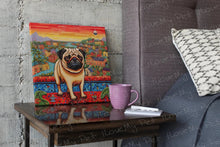 Load image into Gallery viewer, Vibrant Vale Pug Framed Wall Art Poster-Art-Dog Art, Home Decor, Pug-Framed Light Canvas-Small - 8x8&quot;-1