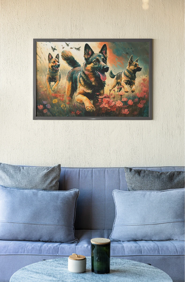 Vibrant Valor German Shepherds Wall Art Poster