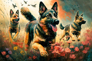 Vibrant Valor German Shepherds Wall Art Poster-Art-Dog Art, German Shepherd, Home Decor, Poster-6