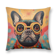 Load image into Gallery viewer, Visionary Voyager Black French Bulldog Plush Pillow Case-Cushion Cover-Dog Dad Gifts, Dog Mom Gifts, French Bulldog, Home Decor, Pillows-12 &quot;×12 &quot;-1
