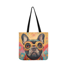 Load image into Gallery viewer, Visionary Voyager Black French Bulldog Shopping Tote Bag-Accessories-Accessories, Bags, Dog Dad Gifts, Dog Mom Gifts, French Bulldog-White-ONESIZE-2