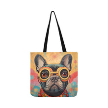 Load image into Gallery viewer, Visionary Voyager Black French Bulldog Shopping Tote Bag-Accessories-Accessories, Bags, Dog Dad Gifts, Dog Mom Gifts, French Bulldog-White-ONESIZE-1