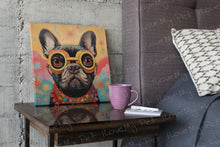 Load image into Gallery viewer, Visionary Voyager Black French Bulldog Wall Art Poster-Art-Dog Art, French Bulldog, Home Decor, Poster-Framed Light Canvas-Small - 8x8&quot;-1