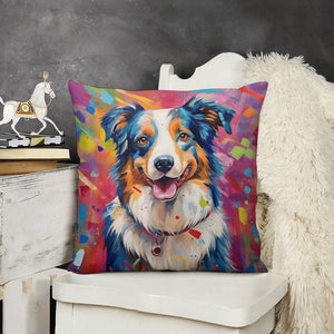 Vivacious Vibrance Australian Shepherd Plush Pillow Case-Cushion Cover-Australian Shepherd, Dog Dad Gifts, Dog Mom Gifts, Home Decor, Pillows-3