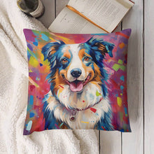 Load image into Gallery viewer, Vivacious Vibrance Australian Shepherd Plush Pillow Case-Cushion Cover-Australian Shepherd, Dog Dad Gifts, Dog Mom Gifts, Home Decor, Pillows-4