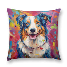 Load image into Gallery viewer, Vivacious Vibrance Australian Shepherd Plush Pillow Case-Cushion Cover-Australian Shepherd, Dog Dad Gifts, Dog Mom Gifts, Home Decor, Pillows-12 &quot;×12 &quot;-1