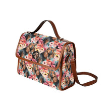 Load image into Gallery viewer, Vivid Floral Black and Tan Dachshunds Shoulder Bag Purse-Accessories, Bags, Purse-Black1-ONE SIZE-4