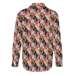 Vivid Floral Black and Tan Dachshunds Women's Shirt-Apparel-Apparel, Dachshund, Shirt-4