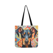 Load image into Gallery viewer, Vivid Vigilance Doberman Shopping Tote Bag-Accessories-Accessories, Bags, Doberman, Dog Dad Gifts, Dog Mom Gifts-White-ONESIZE-2