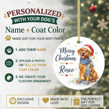 Load image into Gallery viewer, Vizsla Christmas Ornament - Cozy Winter Pet Portrait Design - Personalize with Photo and Name-Christmas Ornament-Christmas,Christmas Ornament,Personalize Artwork-2