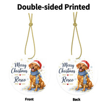 Load image into Gallery viewer, Vizsla Christmas Ornament - Cozy Winter Pet Portrait Design - Personalize with Photo and Name-Christmas Ornament-Christmas,Christmas Ornament,Personalize Artwork-4