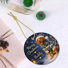 Load image into Gallery viewer, Vizsla Christmas Ornament - Cozy Winter Pet Portrait Design - Personalize with Photo and Name-Christmas Ornament-Christmas,Christmas Ornament,Personalize Artwork-6