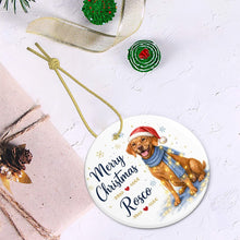 Load image into Gallery viewer, Vizsla Christmas Ornament - Cozy Winter Pet Portrait Design - Personalize with Photo and Name-Christmas Ornament-Christmas,Christmas Ornament,Personalize Artwork-6