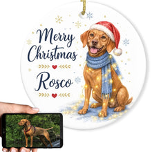 Load image into Gallery viewer, Vizsla Christmas Ornament - Cozy Winter Pet Portrait Design - Personalize with Photo and Name-Christmas Ornament-Christmas,Christmas Ornament,Personalize Artwork-1