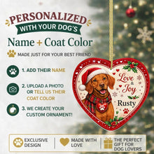 Load image into Gallery viewer, Vizsla Christmas Ornament - Love &amp; Joy Heart Shaped Portrait - Personalize with Photo and Name-Christmas Ornament-Christmas,Christmas Ornament,Personalize Artwork,Vizsla-2