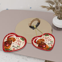 Load image into Gallery viewer, Vizsla Christmas Ornament - Love &amp; Joy Heart Shaped Portrait - Personalize with Photo and Name-Christmas Ornament-Christmas,Christmas Ornament,Personalize Artwork,Vizsla-6