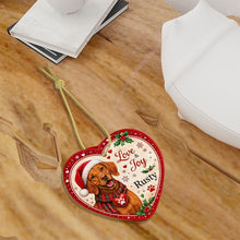 Load image into Gallery viewer, Vizsla Christmas Ornament - Love &amp; Joy Heart Shaped Portrait - Personalize with Photo and Name-Christmas Ornament-Christmas,Christmas Ornament,Personalize Artwork,Vizsla-7
