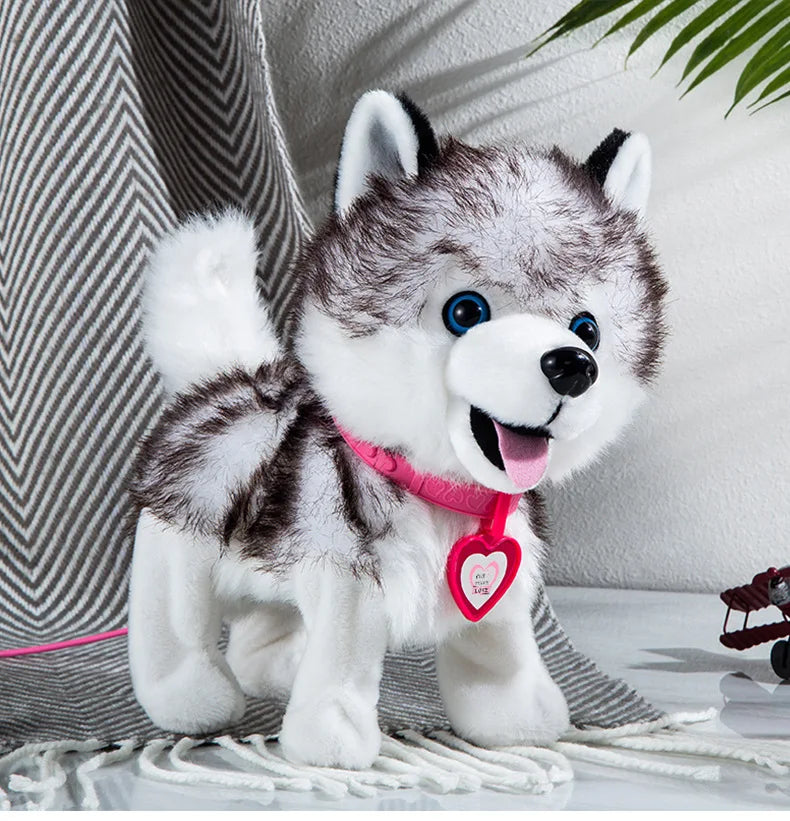 Walk and Bark Interactive Husky Stuffed Animal Plush Toy-Stuffed Animals-Siberian Husky, Stuffed Animal-A with bag-11